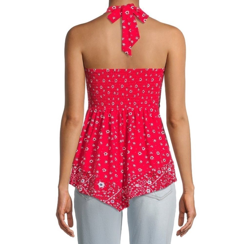 Red Floral printed Halter Top - Picture 4 of 6